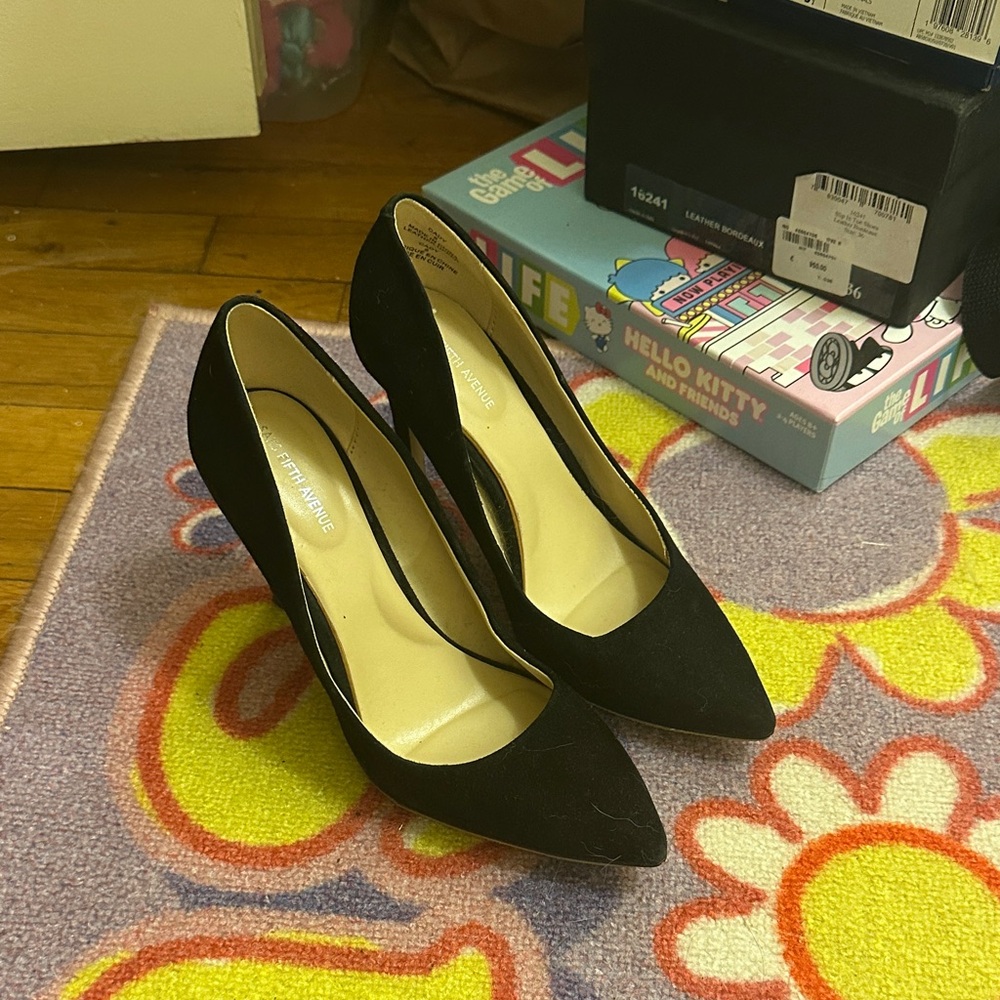Saks Fifth Avenue Black Suede Heels